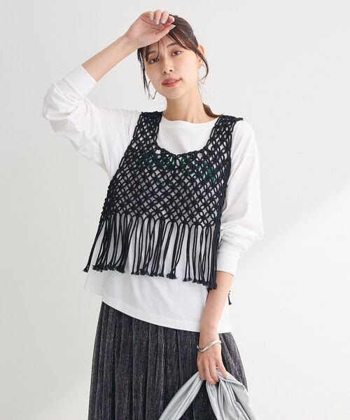 Green　Parks（グリーンパークス）の「マクラメベスト（ベスト・レディース・ホワイト系その他2/ブラック・FREE）」の15枚目の写真