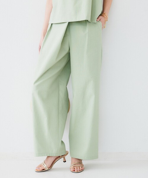 UNTITLED（アンタイトル）の「【セットアップ可能】フロントラップ ワイドパンツ（その他パンツ・レディース・ホワイト/ベージュ/グリーン系/ブラック・00/01/02/03/04/42/44/46/48/50）」の4枚目の写真
