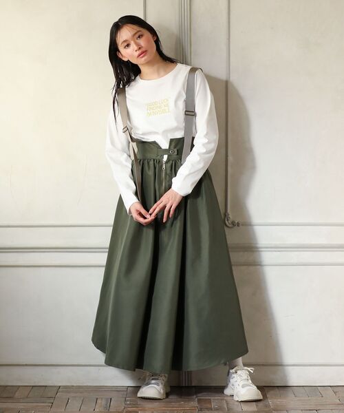 Green　Parks（グリーンパークス）の「・DOUBLE FLAGS サスペンダーミリタリースカート（スカート・レディース・ブラック/ベージュ/カーキ/ピンク・FREE）」の19枚目の写真