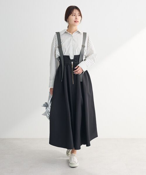 Green　Parks（グリーンパークス）の「・DOUBLE FLAGS サスペンダーミリタリースカート（スカート・レディース・ブラック/ベージュ/カーキ/ピンク・FREE）」の5枚目の写真