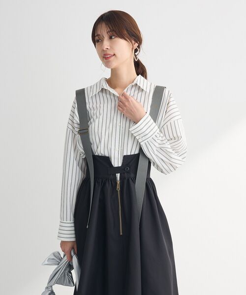 Green　Parks（グリーンパークス）の「・DOUBLE FLAGS サスペンダーミリタリースカート（スカート・レディース・ブラック/ベージュ/カーキ/ピンク・FREE）」の8枚目の写真