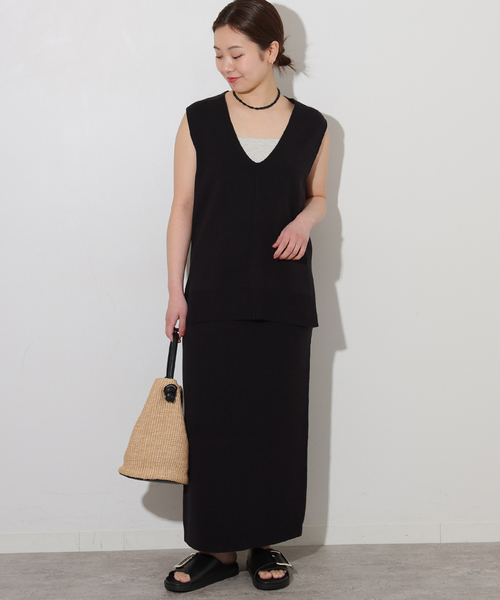 JOURNAL STANDARD relume（ジャーナルスタンダード　レリューム）の「リネンレーヨン総針Iラインスカート（スカート・レディース・チャコールグレー/ブラック・FREE）」の3枚目の写真