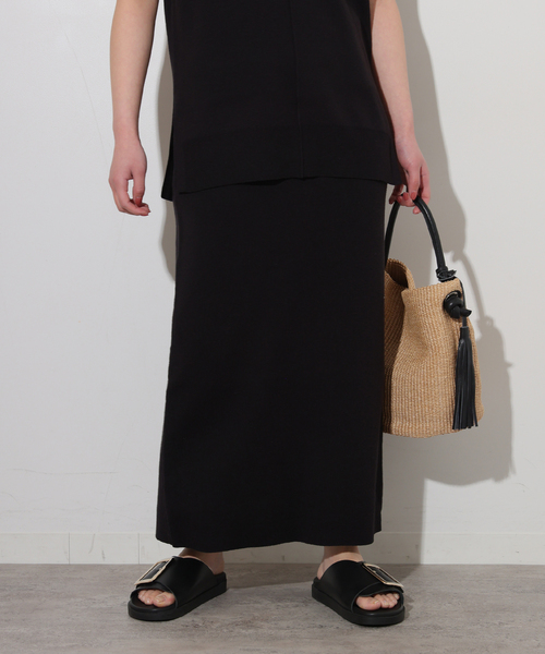 JOURNAL STANDARD relume（ジャーナルスタンダード　レリューム）の「リネンレーヨン総針Iラインスカート（スカート・レディース・チャコールグレー/ブラック・FREE）」の7枚目の写真