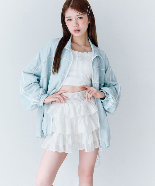 OLIVE des OLIVE（オリーブデオリーブ）の「フリルキャミ（キャミソール・レディース・ブラック/ブルー/レッド/オフホワイト・FREE）」の15枚目の写真