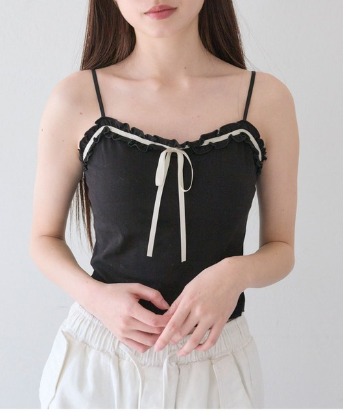 OLIVE des OLIVE（オリーブデオリーブ）の「フリルキャミ（キャミソール・レディース・ブラック/ブルー/レッド/オフホワイト・FREE）」の2枚目の写真