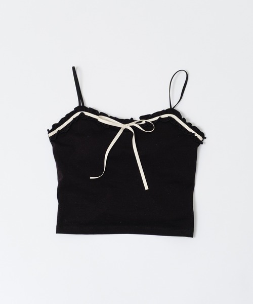 OLIVE des OLIVE（オリーブデオリーブ）の「フリルキャミ（キャミソール・レディース・ブラック/ブルー/レッド/オフホワイト・FREE）」の5枚目の写真