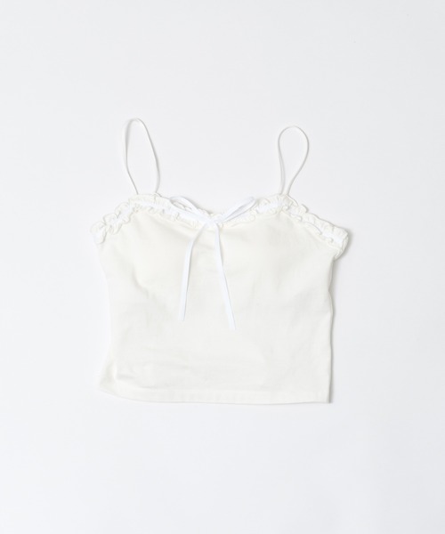 OLIVE des OLIVE（オリーブデオリーブ）の「フリルキャミ（キャミソール・レディース・ブラック/ブルー/レッド/オフホワイト・FREE）」の8枚目の写真