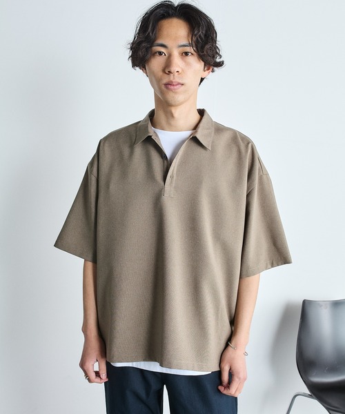 SHIPS.me(シップスミー)の「【ZOZO限定】SHIPS.me: ハーフスリーブワイドポロシャツ(ポロシャツ・メンズ・ブラック/ミント/ダークベージュ/ネイビー/ダークグレー・XL/L/M/S/XS)」の3枚目の写真