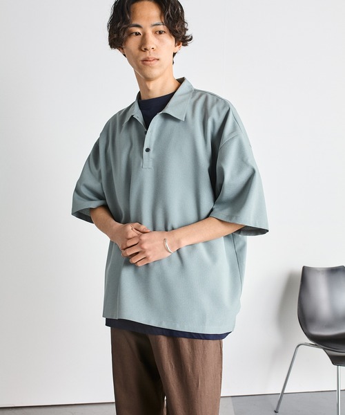 SHIPS.me(シップスミー)の「【ZOZO限定】SHIPS.me: ハーフスリーブワイドポロシャツ(ポロシャツ・メンズ・ブラック/ミント/ダークベージュ/ネイビー/ダークグレー・XL/L/M/S/XS)」の4枚目の写真