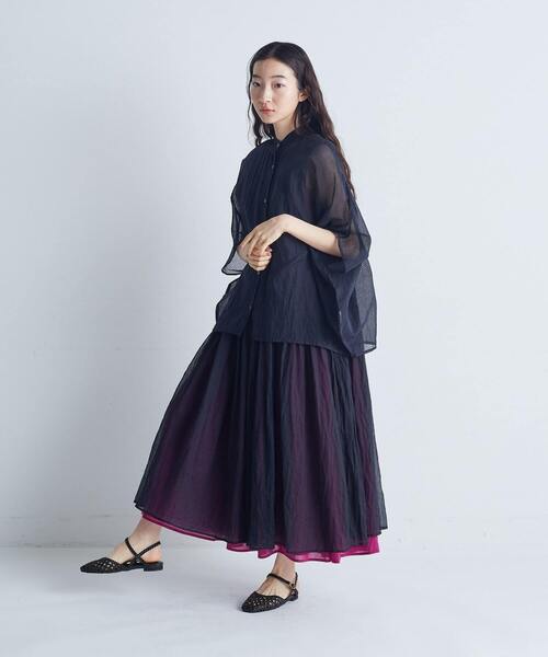 conges payes ADIEU TRISTESSE（コンジェ ペイエ アデュートリステス）の「インドチェックシアーブラウス（シャツ/ブラウス・レディース・ベージュ/ブラック・38）」の5枚目の写真