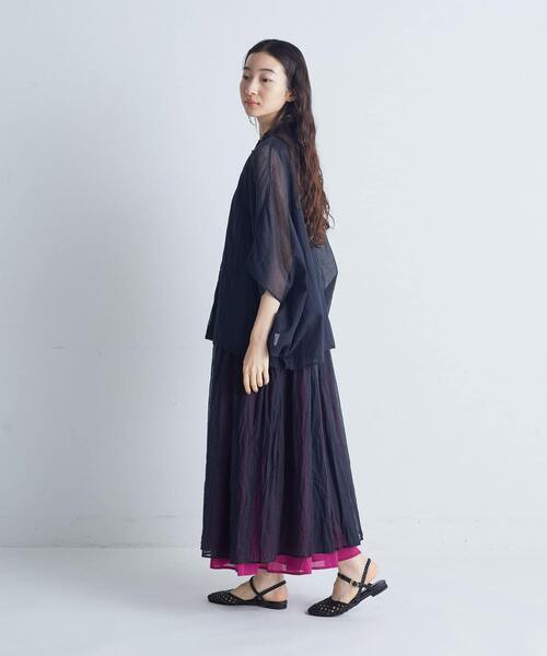 conges payes ADIEU TRISTESSE（コンジェ ペイエ アデュートリステス）の「インドチェックシアーブラウス（シャツ/ブラウス・レディース・ベージュ/ブラック・38）」の6枚目の写真