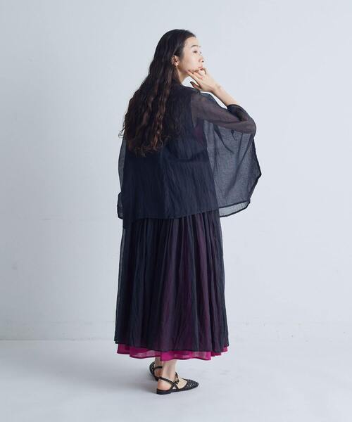 conges payes ADIEU TRISTESSE（コンジェ ペイエ アデュートリステス）の「インドチェックシアーブラウス（シャツ/ブラウス・レディース・ベージュ/ブラック・38）」の7枚目の写真