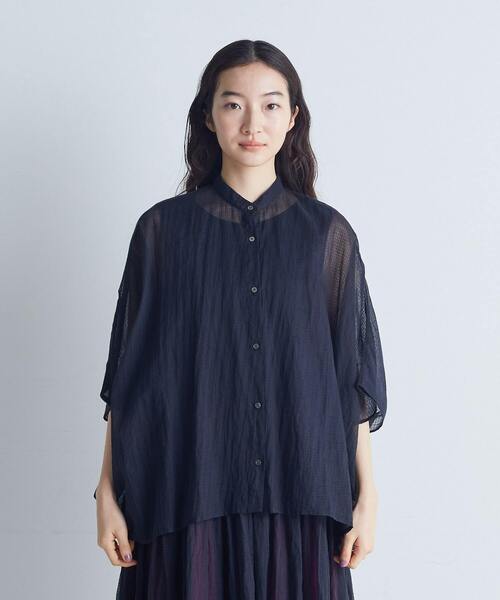 conges payes ADIEU TRISTESSE（コンジェ ペイエ アデュートリステス）の「インドチェックシアーブラウス（シャツ/ブラウス・レディース・ベージュ/ブラック・38）」の9枚目の写真