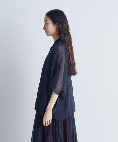 conges payes ADIEU TRISTESSE（コンジェ ペイエ アデュートリステス）の「インドチェックシアーブラウス（シャツ/ブラウス・レディース・ベージュ/ブラック・38）」の10枚目の写真