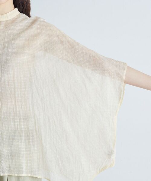 conges payes ADIEU TRISTESSE（コンジェ ペイエ アデュートリステス）の「インドチェックシアーブラウス（シャツ/ブラウス・レディース・ベージュ/ブラック・38）」の21枚目の写真