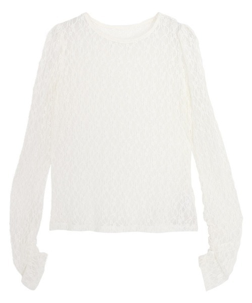 Pierrot(ピエロ)の「袖シャーリングレースカットソー(Tシャツ/カットソー・レディース・ブラック/アイボリー・M/L)」の7枚目の写真