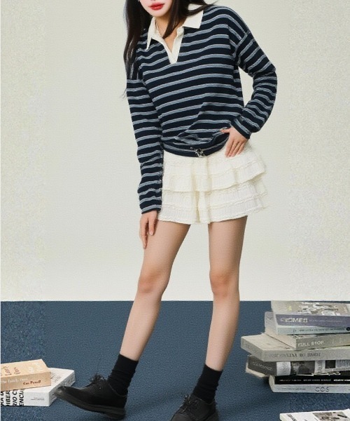 paravion（パラビオン）の「ラガーシャツ（Tシャツ/カットソー・レディース・グリーン/レッド/ネイビー・FREE）」の5枚目の写真