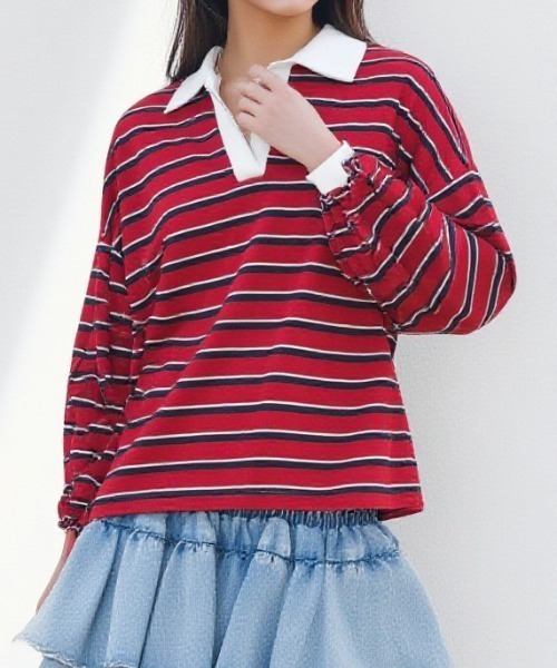 paravion（パラビオン）の「ラガーシャツ（Tシャツ/カットソー・レディース・グリーン/レッド/ネイビー・FREE）」の9枚目の写真