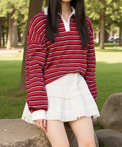 paravion（パラビオン）の「ラガーシャツ（Tシャツ/カットソー・レディース・グリーン/レッド/ネイビー・FREE）」の22枚目の写真