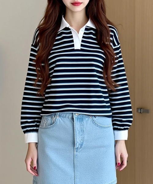 paravion（パラビオン）の「ラガーシャツ（Tシャツ/カットソー・レディース・グリーン/レッド/ネイビー・FREE）」の14枚目の写真