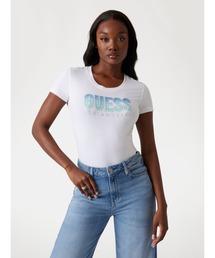 Guess | CN Ss Glitter Degrade Logo Tee 半袖Tシャツ レディース(Tシャツ/カットソー)