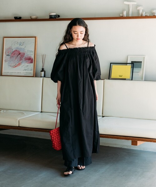 FREAK'S STORE(フリークスストア)の「インド 5分袖2WAYオフショルワンピース/オフショルダー/ギャザーワンピース(ワンピース・レディース・ブルー/ブラック/その他1・フリ-)」の14枚目の写真