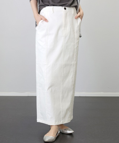 Aletta vita（アレッタビータ）の「【撥水加工】ストレッチコットンツイルロングスカート（スカート・レディース・ブラック/オフホワイト/ブラウン・M/L）」の2枚目の写真