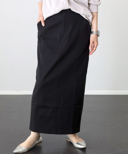 Aletta vita（アレッタビータ）の「【撥水加工】ストレッチコットンツイルロングスカート（スカート・レディース・ブラック/オフホワイト/ブラウン・M/L）」の6枚目の写真