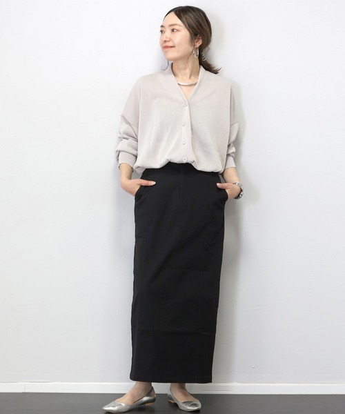 Aletta vita（アレッタビータ）の「【撥水加工】ストレッチコットンツイルロングスカート（スカート・レディース・ブラック/オフホワイト/ブラウン・M/L）」の12枚目の写真