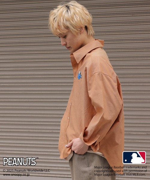 DOUBLE NAME（ダブルネーム）の「MLB×PEANUTSコラボワッペンオックスシャツ/ドジャース・ヤンキース・パドレス・メッツ/ピーナッツ/ユニセックス（シャツ/ブラウス・レディース・オレンジ/ブラウン/ライトグレー/オフホワイト・FREE）」の20枚目の写真