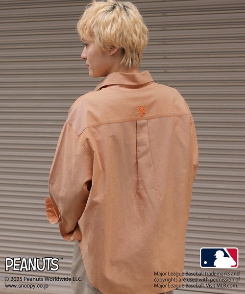 DOUBLE NAME（ダブルネーム）の「MLB×PEANUTSコラボワッペンオックスシャツ/ドジャース・ヤンキース・パドレス・メッツ/ピーナッツ/ユニセックス（シャツ/ブラウス・レディース・オレンジ/ブラウン/ライトグレー/オフホワイト・FREE）」の21枚目の写真