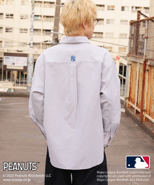 DOUBLE NAME（ダブルネーム）の「MLB×PEANUTSコラボワッペンオックスシャツ/ドジャース・ヤンキース・パドレス・メッツ/ピーナッツ/ユニセックス（シャツ/ブラウス・レディース・オレンジ/ブラウン/ライトグレー/オフホワイト・FREE）」の5枚目の写真