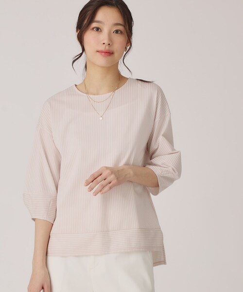 COUP DE CHANCE(クードシャンス)の「【洗える/日本製/】ストライプ柄ジャージのトップス(Tシャツ/カットソー・レディース・ブルー系その他4/ネイビー系2/ライトグレー系2/ベージュ系その他6/グレー系その他3/ネイビー系9/グレー系2・40/38/36/34)」の12枚目の写真