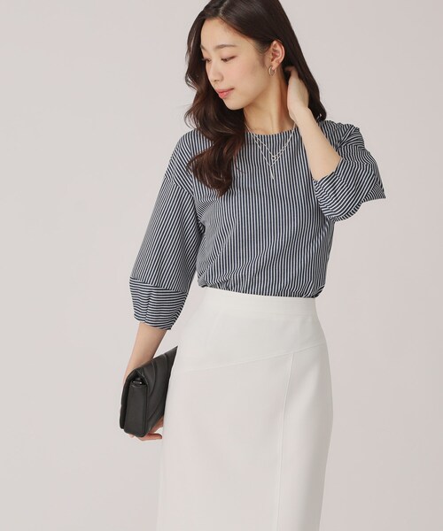 COUP DE CHANCE(クードシャンス)の「【洗える/日本製/】ストライプ柄ジャージのトップス(Tシャツ/カットソー・レディース・ブルー系その他4/ネイビー系2/ライトグレー系2/ベージュ系その他6/グレー系その他3/ネイビー系9/グレー系2・40/38/36/34)」の21枚目の写真