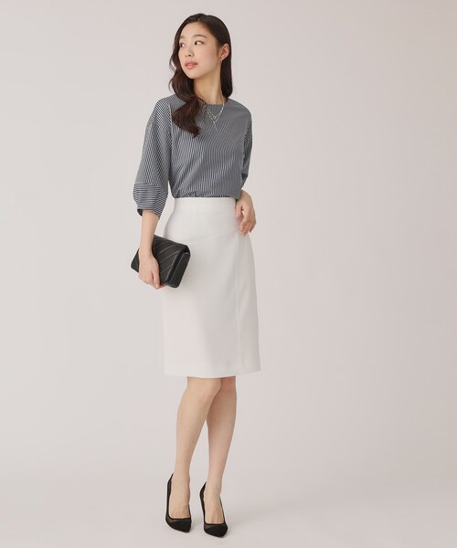 COUP DE CHANCE(クードシャンス)の「【洗える/日本製/】ストライプ柄ジャージのトップス(Tシャツ/カットソー・レディース・ブルー系その他4/ネイビー系2/ライトグレー系2/ベージュ系その他6/グレー系その他3/ネイビー系9/グレー系2・40/38/36/34)」の22枚目の写真