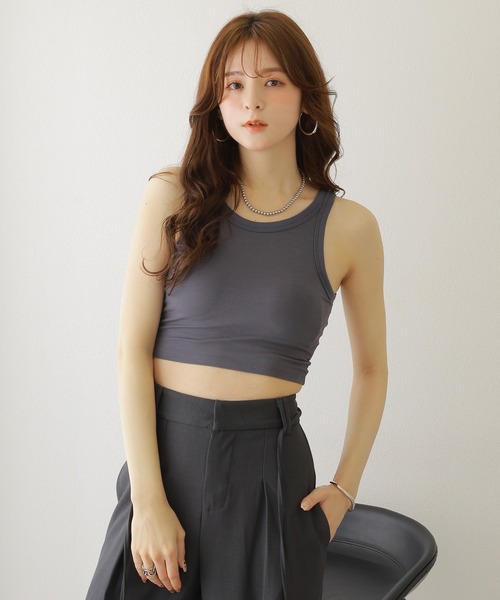 rib cropped bra top /アメスリ リブ クロップドタンク（タンクトップ