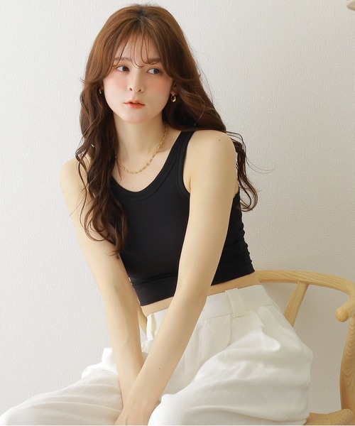 rib cropped bra top /アメスリ リブ クロップドタンク（タンク