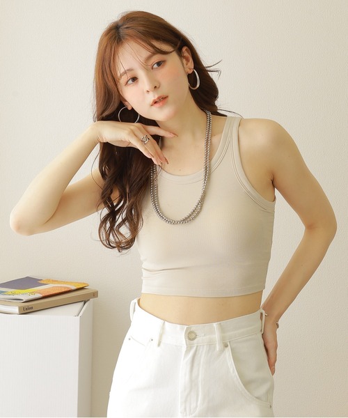 rib cropped bra top /アメスリ リブ クロップドタンク（タンク