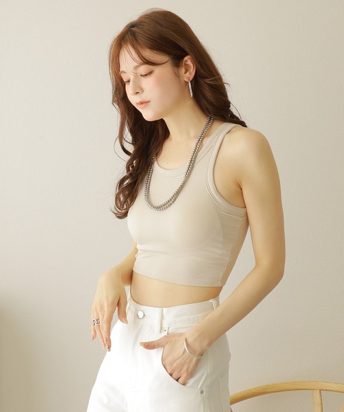 トップス louren rib baretop 2021 SUMMER COLLECTION vol.2】PINTUCK BACKOPEN BLOUSE