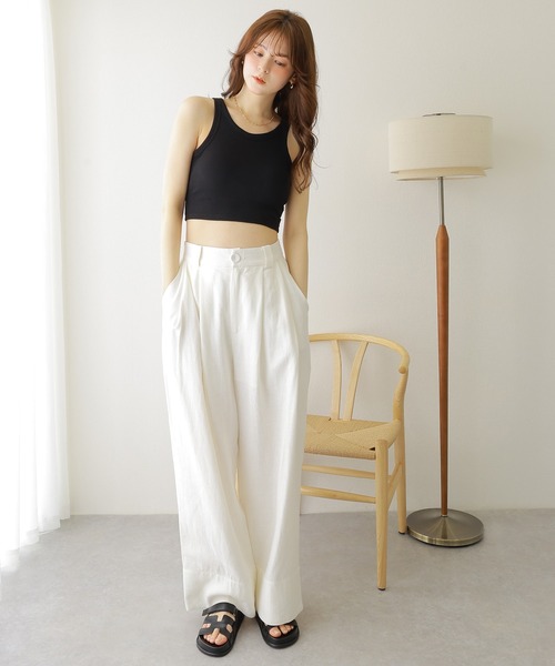 LAULEN(ローレン)の「rib cropped bra top /アメスリ リブ クロップドタンク(タンクトップ・レディース・ベージュ/ホワイト/ブラック/チャコールグレー・FREE)」の15枚目の写真
