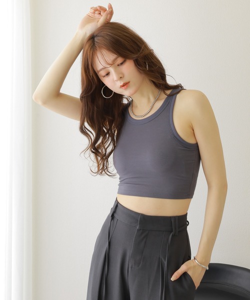 トップス louren rib baretop 2021 SUMMER COLLECTION vol.2】PINTUCK BACKOPEN BLOUSE