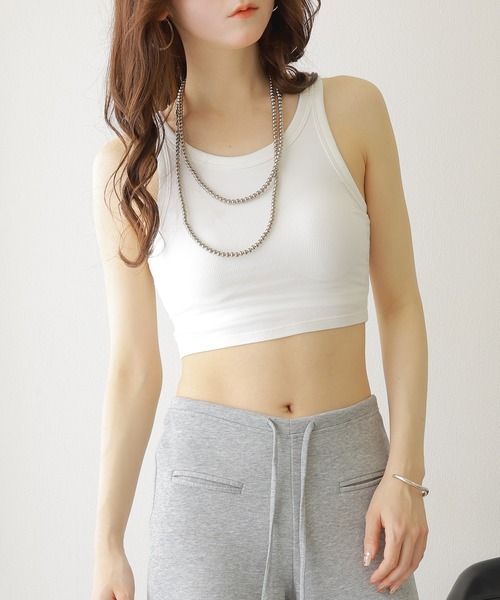 Louren アメスリタンクトップ rib cropped bra top /アメスリ リブ クロップドタンク（タンク