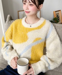 [ジェンイェ] コールニット - イエロー GYDA（ジェイダ）の「BELIVERジャガードニットトップス（ニット