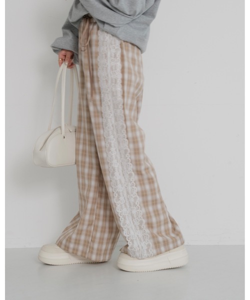 JUMELLE（ジュメロ）の「plaid lace pants（その他パンツ・レディース・グレー/ベージュ・SMALL/MEDIUM）」の2枚目の写真
