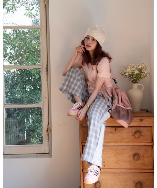 JUMELLE（ジュメロ）の「plaid lace pants（その他パンツ・レディース・グレー/ベージュ・SMALL/MEDIUM）」の4枚目の写真