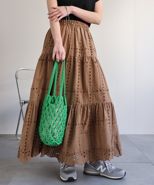 ap retro(アプレトロ)の「スカラップ刺繍ティアードスカート / レーススカート《動画あり》(スカート・レディース・ブラック/アイボリー/ブラウン/ホワイト/ホワイト系その他2/ブラック系その他/ホワイト系その他・FREE)」の13枚目の写真