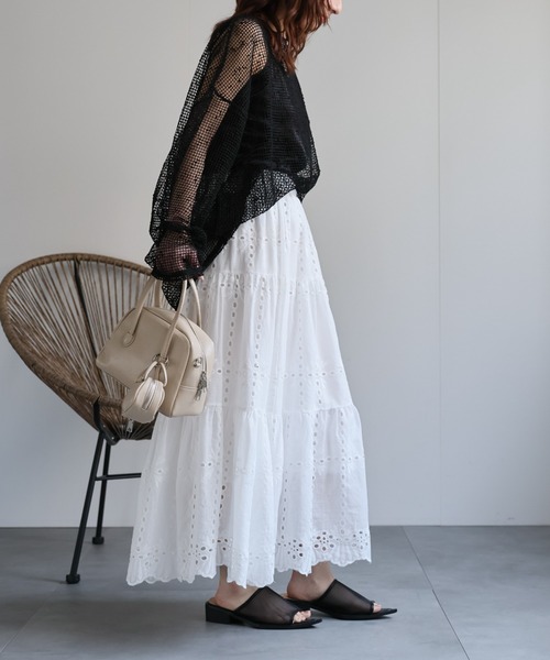 ap retro(アプレトロ)の「スカラップ刺繍ティアードスカート / レーススカート《動画あり》(スカート・レディース・ブラック/アイボリー/ブラウン/ホワイト/ホワイト系その他2/ブラック系その他/ホワイト系その他・FREE)」の21枚目の写真