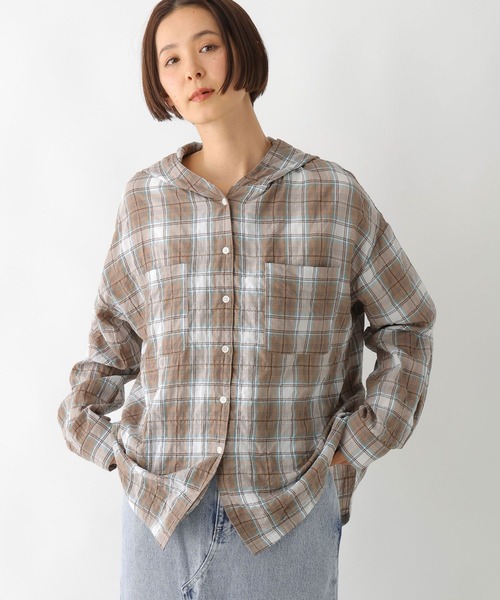 LEPSIM(レプシィム)の「チェック羽織りフーディー 323441(シャツ/ブラウス・レディース・ブラック/ブルー/ベージュ系その他・FREE)」の1枚目の写真