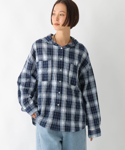 LEPSIM(レプシィム)の「チェック羽織りフーディー 323441(シャツ/ブラウス・レディース・ブラック/ブルー/ベージュ系その他・FREE)」の3枚目の写真