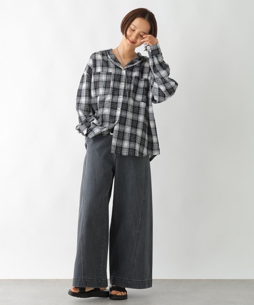 LEPSIM(レプシィム)の「チェック羽織りフーディー 323441(シャツ/ブラウス・レディース・ブラック/ブルー/ベージュ系その他・FREE)」の9枚目の写真